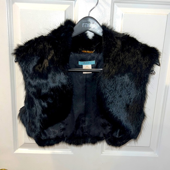 Black Rabbit Fur Bolero Formal Jacket - Picture 3 of 6